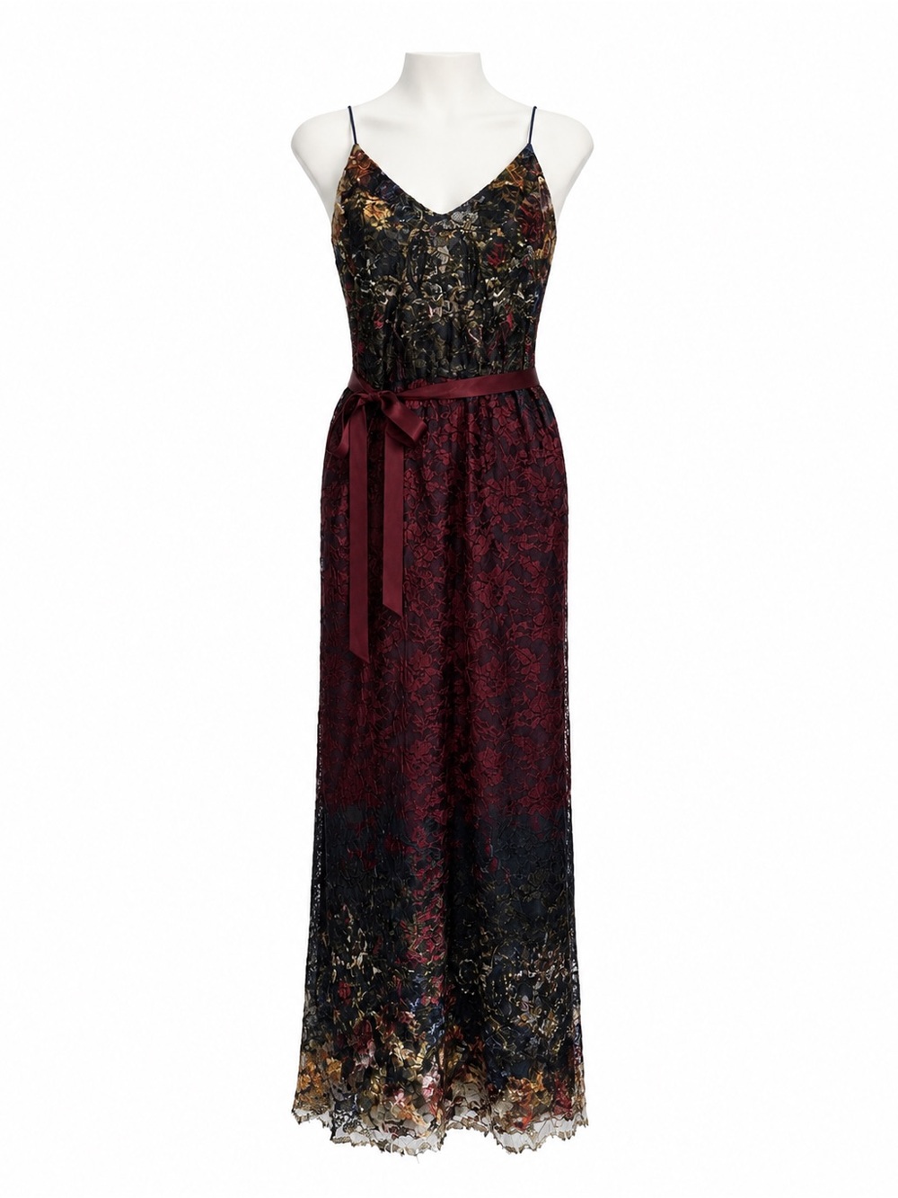 Size S Helder Diego Women’s Floral Lace Ombre Maxi Dress Y2K